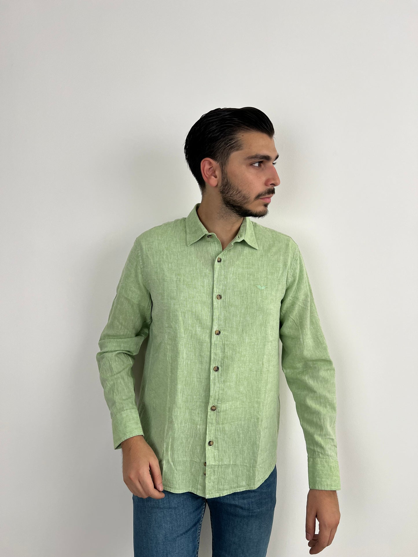 GREEN LINEN SHIRT