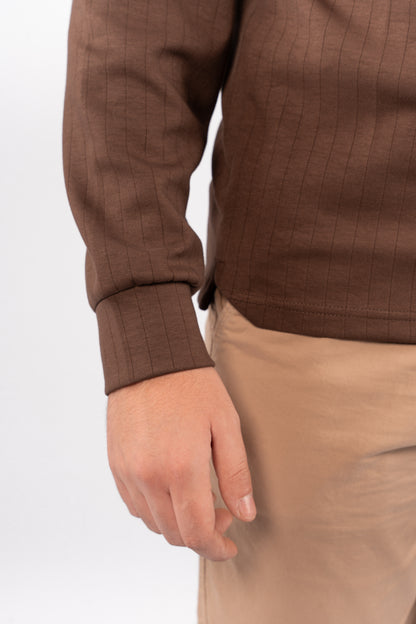 BROWN POLO ZIPPER SWEATER