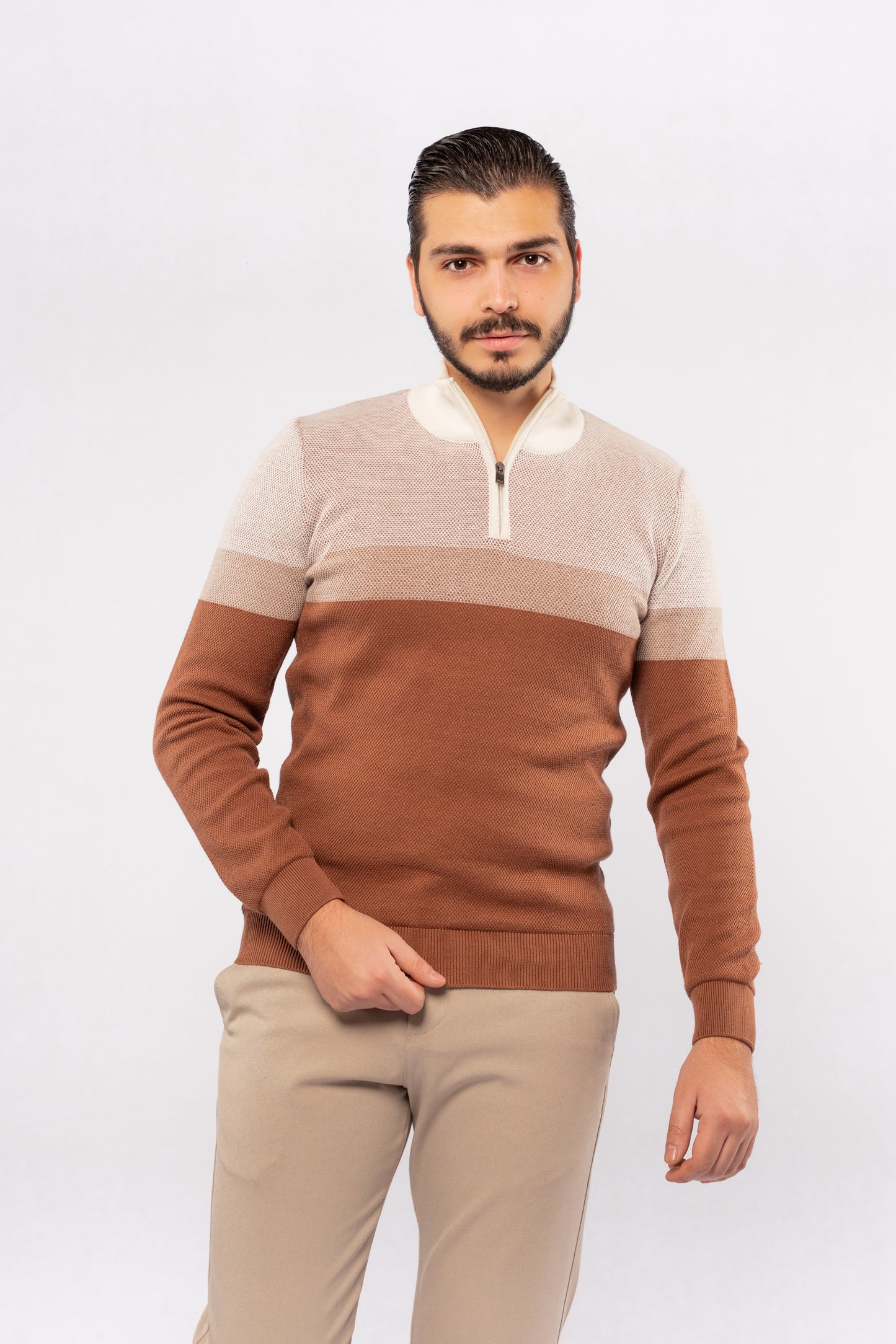 MOCHA CASUAL HIGHNECK ZIPPER