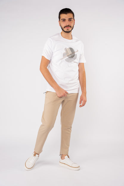 WHITE ABSTRACT PATTERN TSHIRT