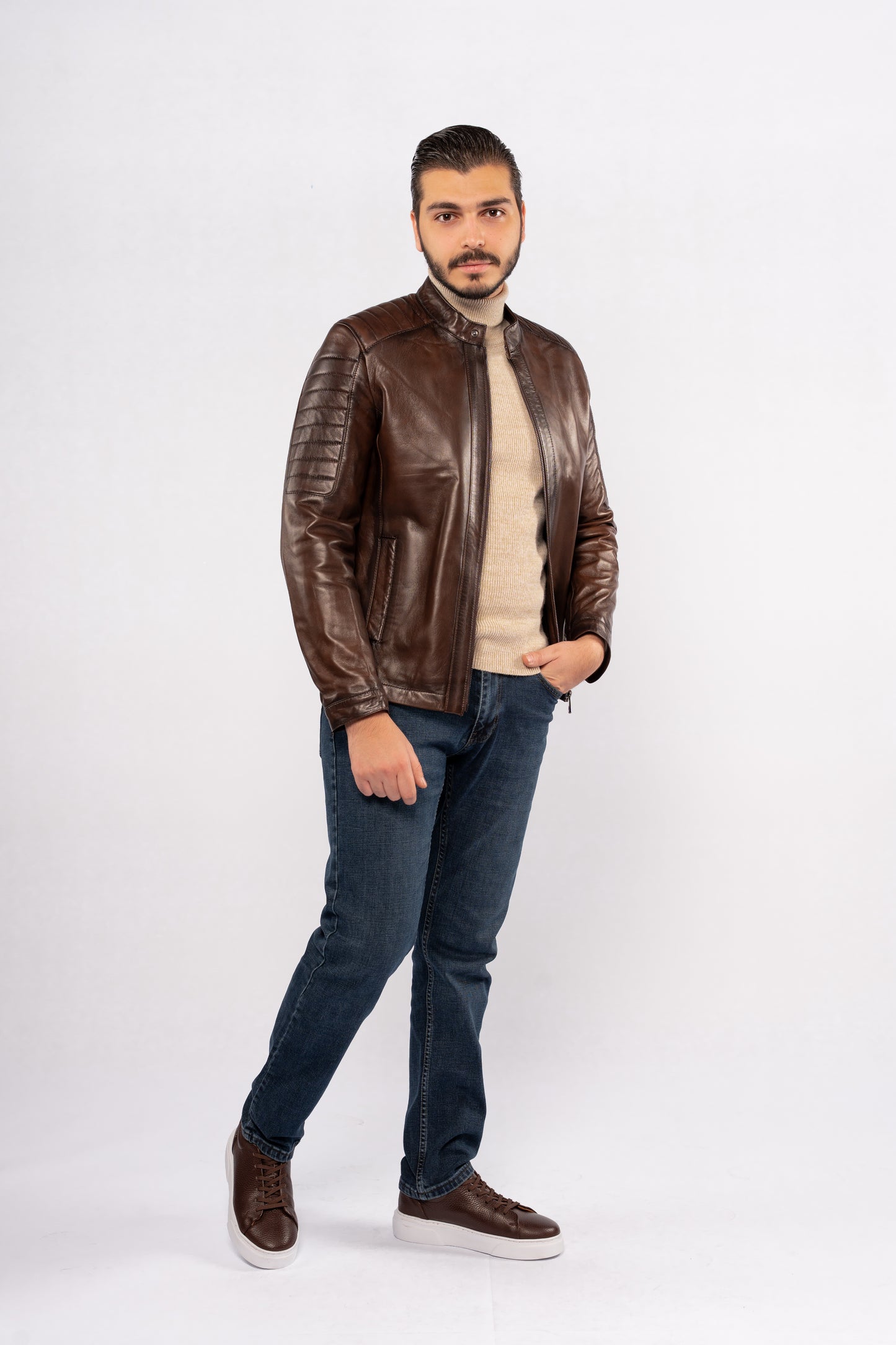BROWN GENUINE LEATHER JACKET