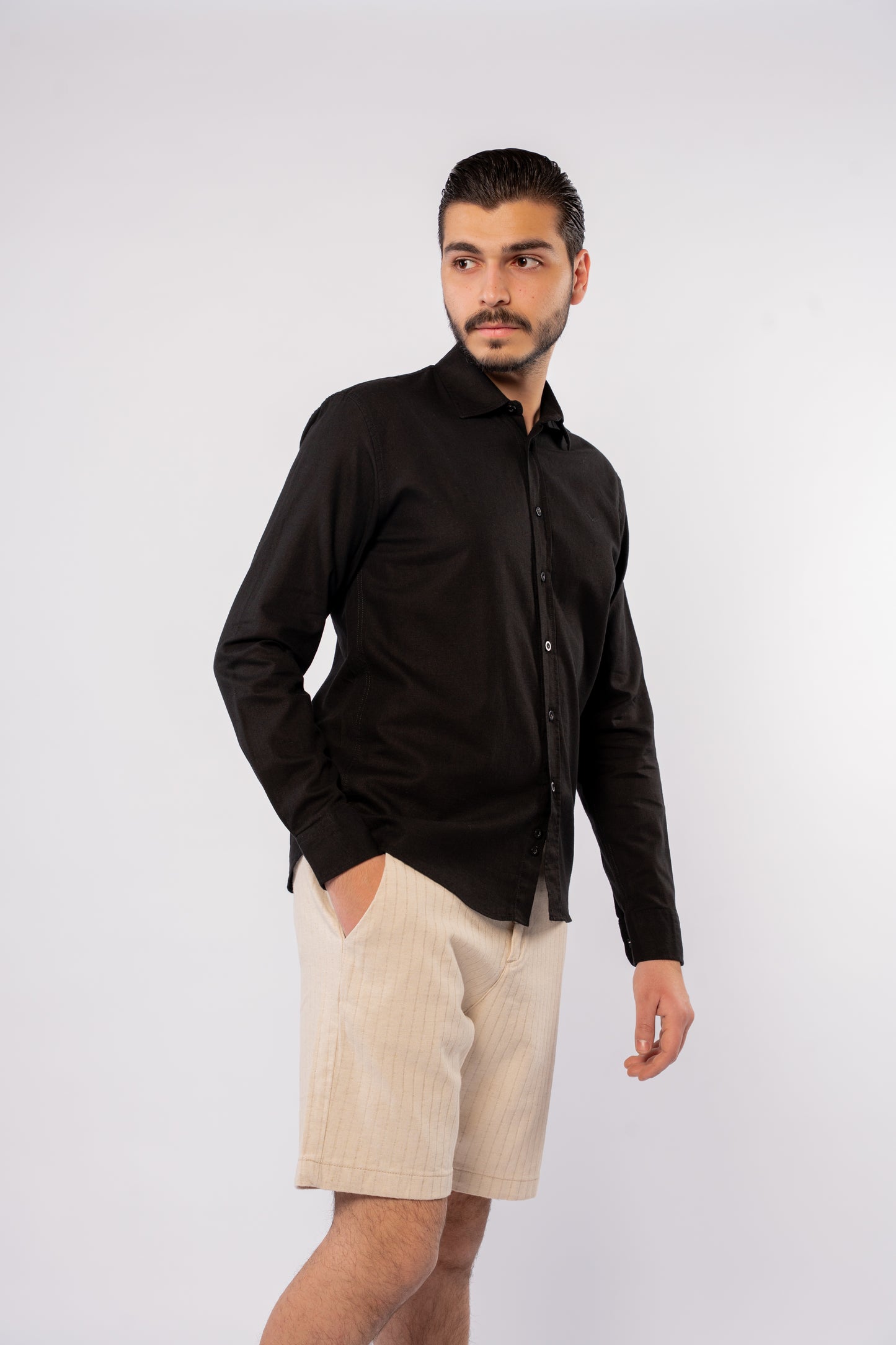 BLACK LINEN SHIRT