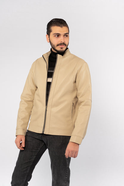 BEIGE TIMELESS LEATHER JACKET