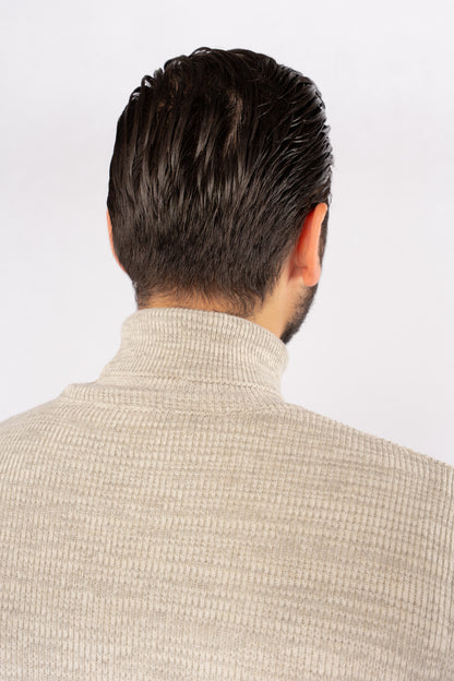 GREY LINED TURTLENECK
