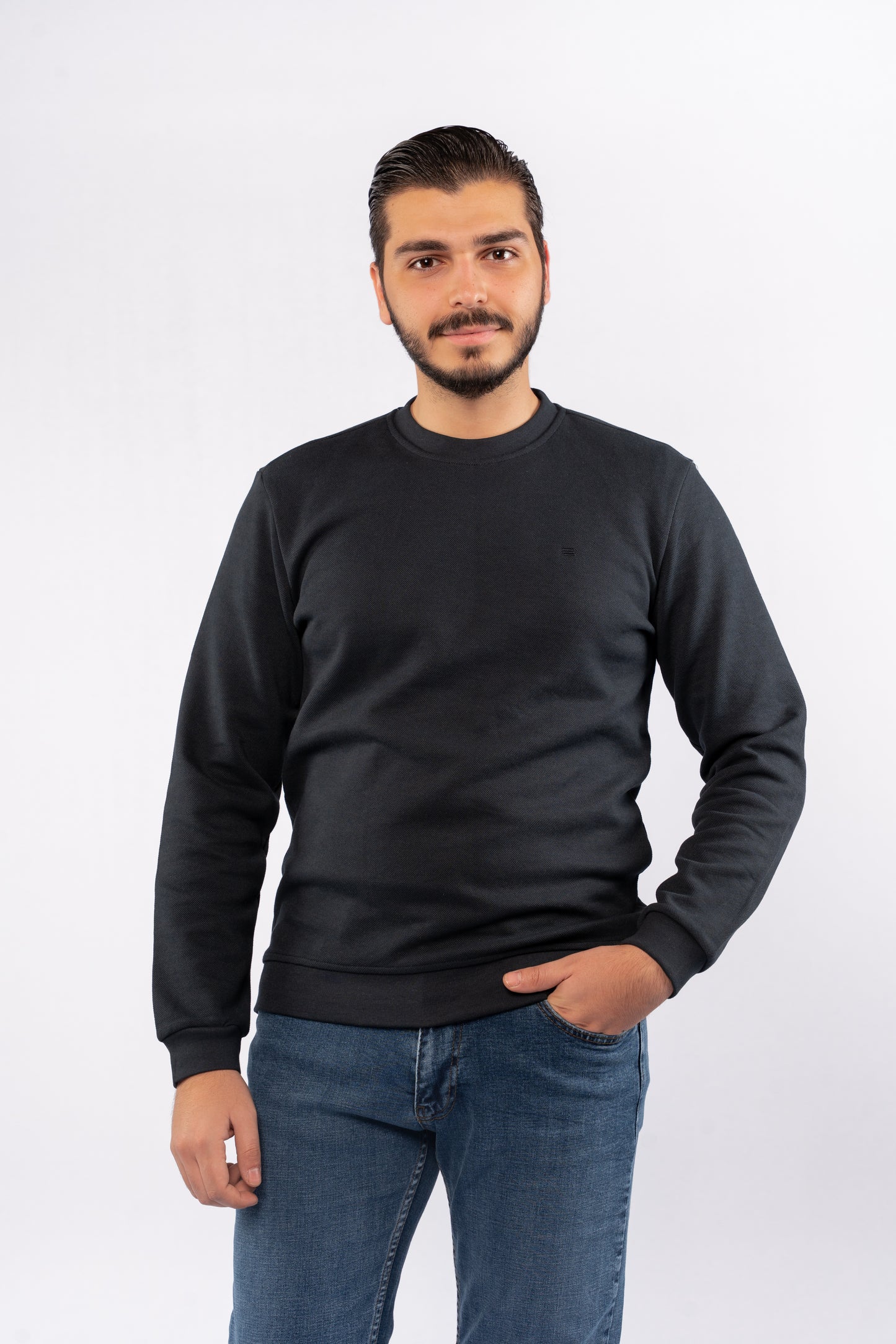 NAVY ELEGANCE PIQUET SWEATER