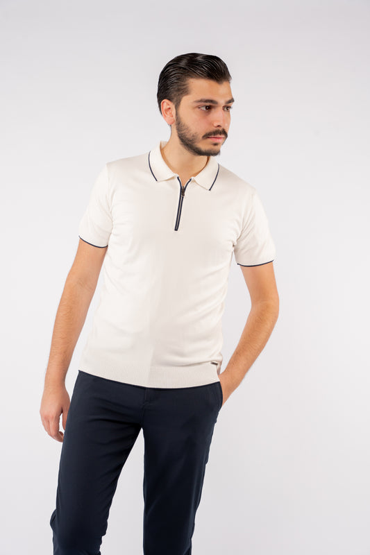 WHITE NAVY LINE POLO