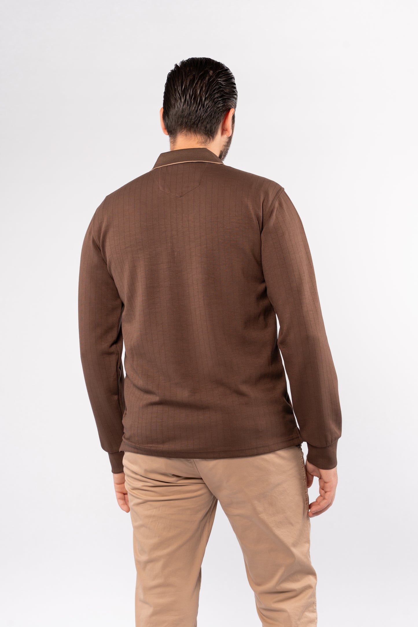 BROWN POLO ZIPPER SWEATER