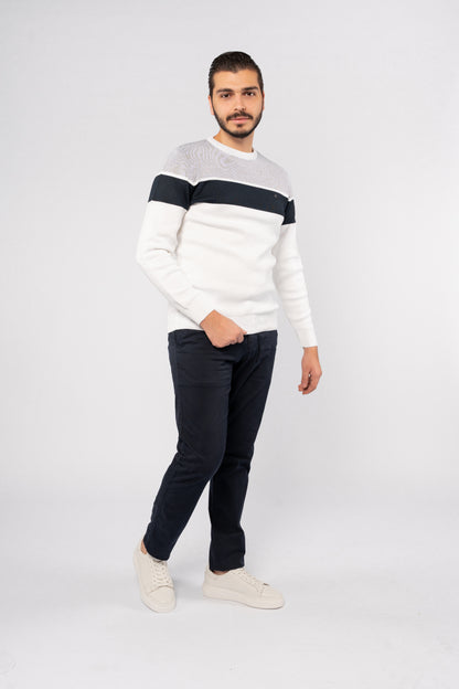 CREAM CASUAL KNITTED SWEATER
