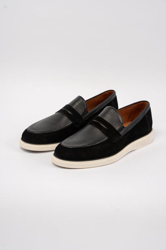 BLACK MIXED PENNY LOAFER
