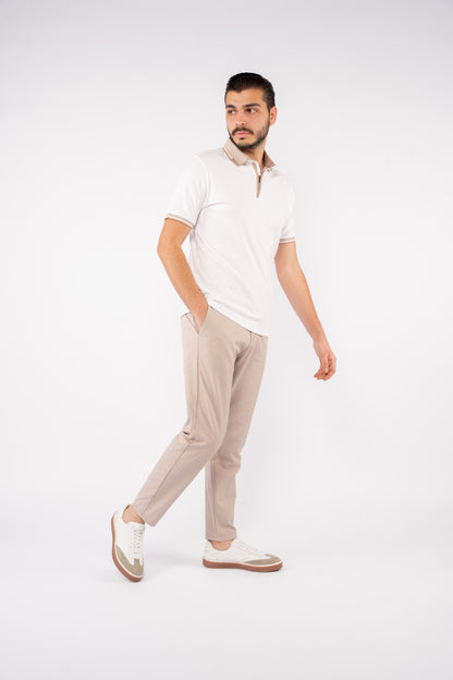 WHITE ZIPPER POLO