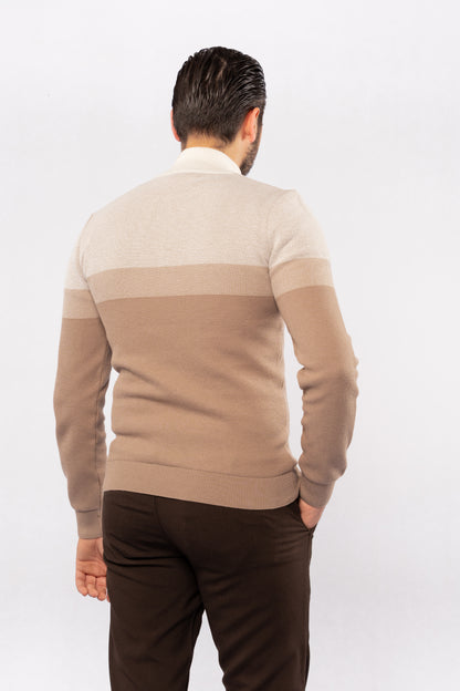 BEIGE CASUAL HIGHNECK ZIPPER