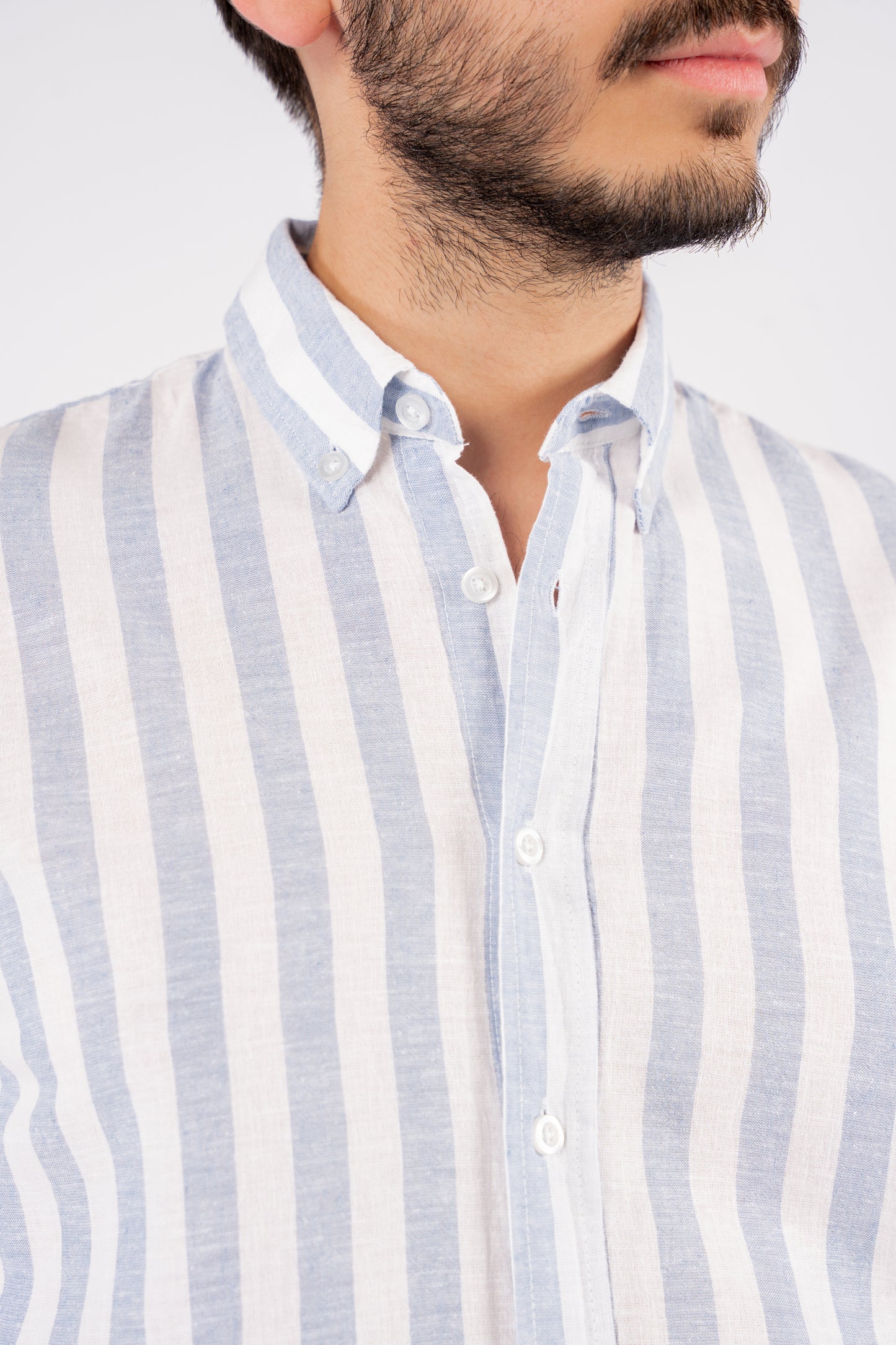BLUE LINED LINEN SHIRT