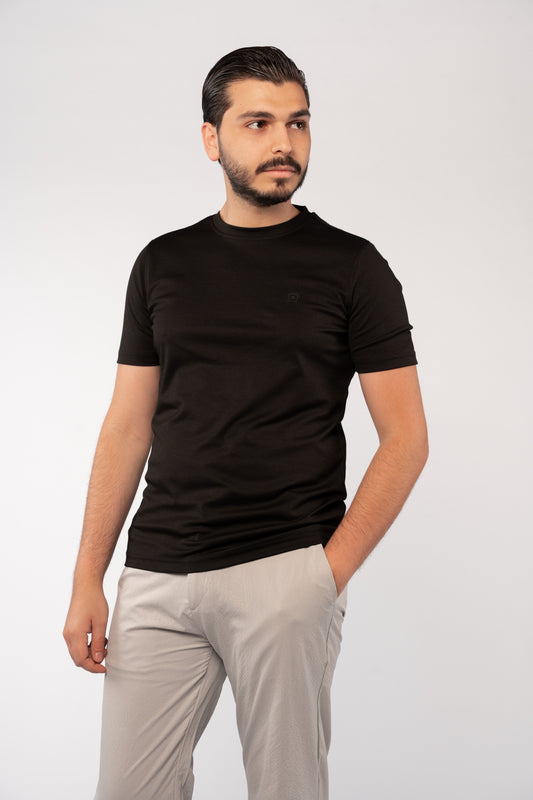 BLACK MERCERIZED TSHIRT