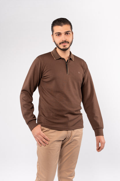 BROWN POLO ZIPPER SWEATER