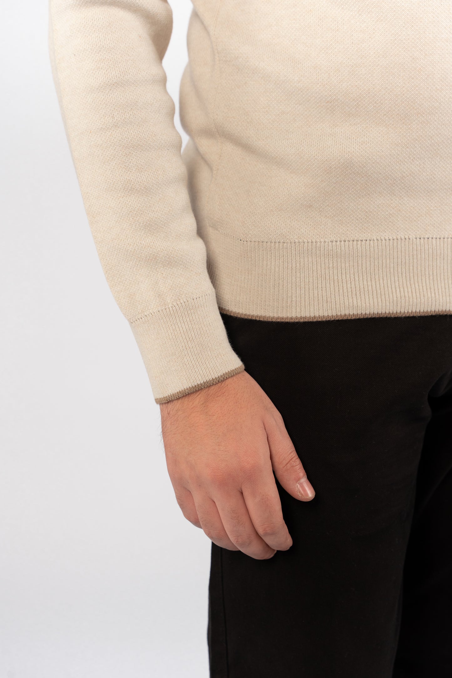 BEIGE-DARK BEIGE LINE SWEATER