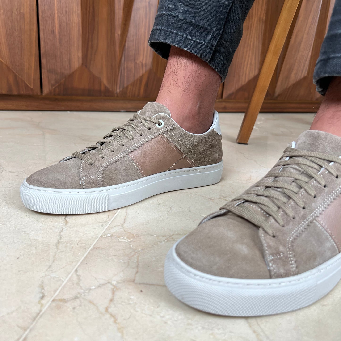 Beige Mixed Suede