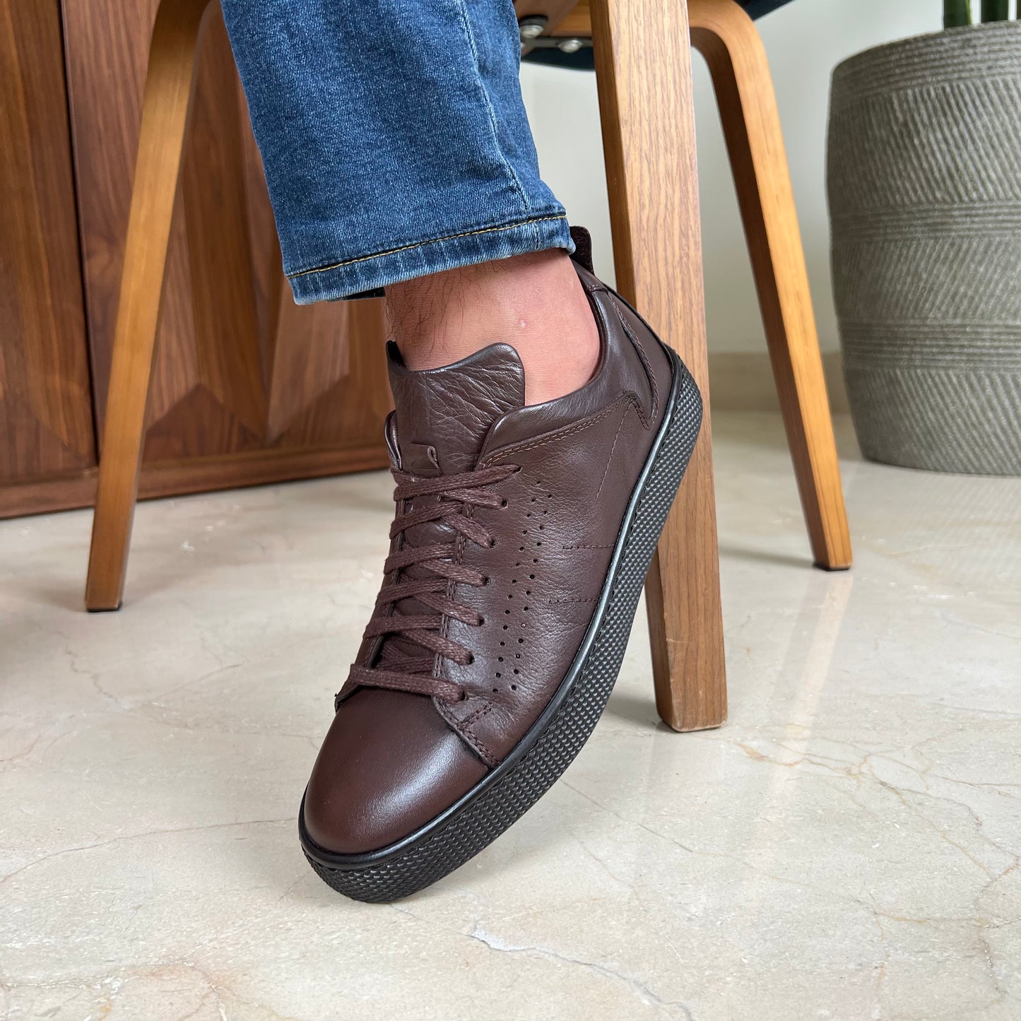 FULL BROWN LEATHER SNEAKER