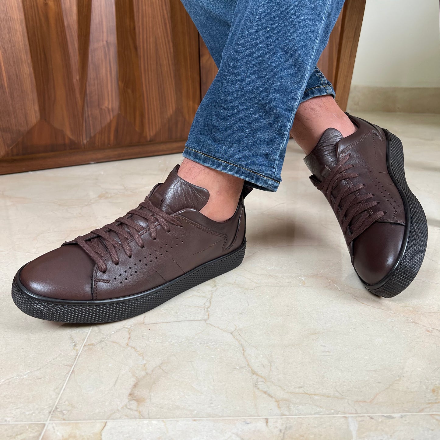 FULL BROWN LEATHER SNEAKER