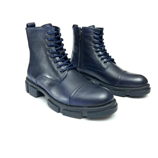 Bottes en cuir barboteuse bleu marine