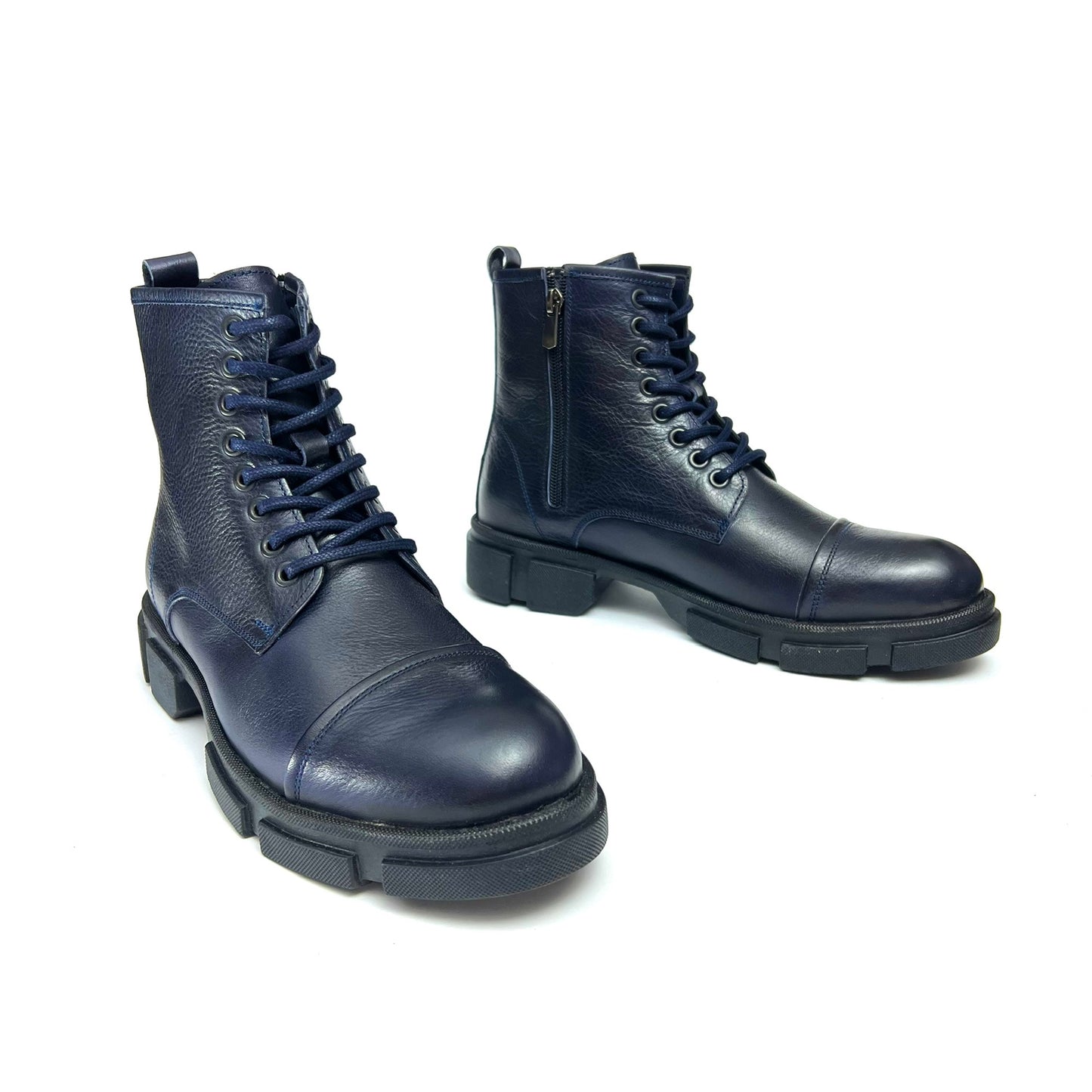 Bottes en cuir barboteuse bleu marine