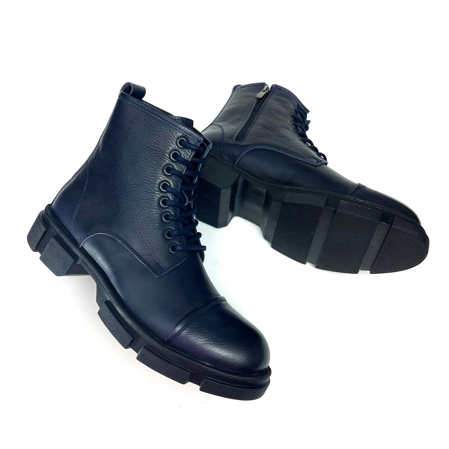 Bottes en cuir barboteuse bleu marine