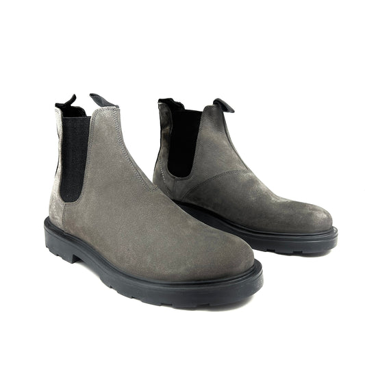 Grey Bottines Chelsea Leather Boots