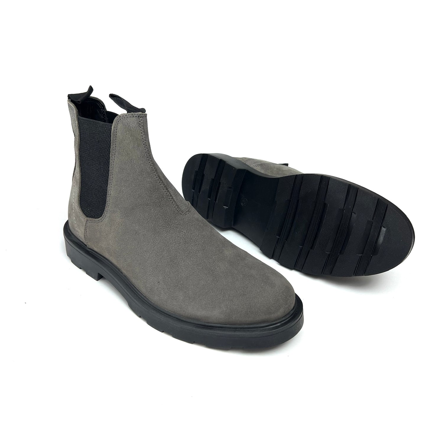 Grey Bottines Chelsea Leather Boots